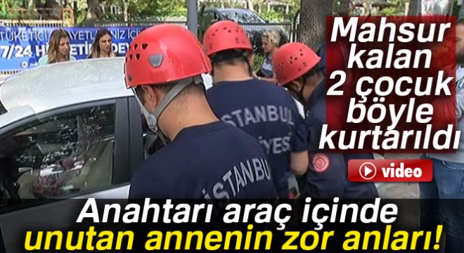 Biri bebek iki çocuk araçta mahsur kaldı