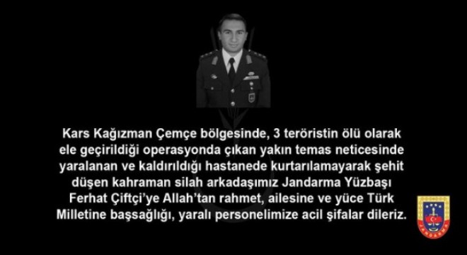 Kars'taki operasyonda 1 asker şehit oldu