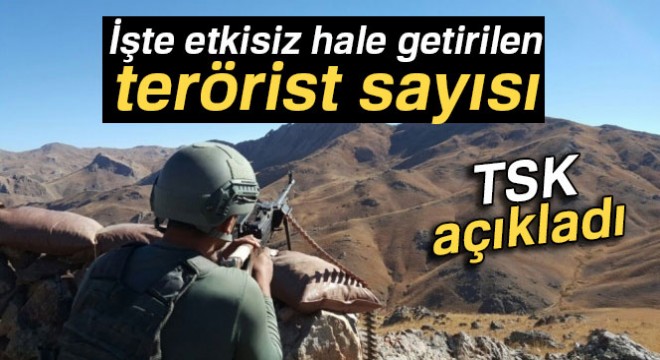 TSK: 3 bin 291 terörist etkisiz hâle getirildi