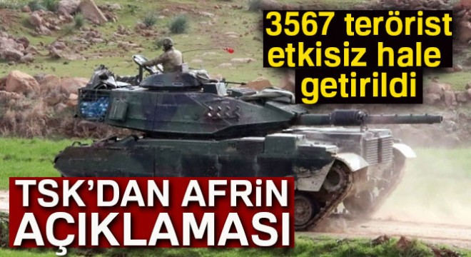 TSK: 'Etkisiz hale getirilen terörist sayısı 3567 oldu'