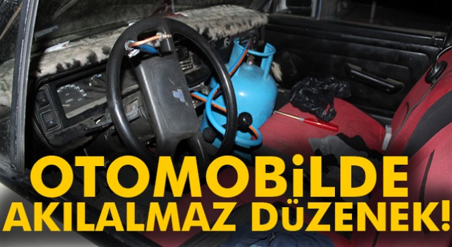 Tüpgaz' bağımlısı gençten otomobile akılalmaz düzenek